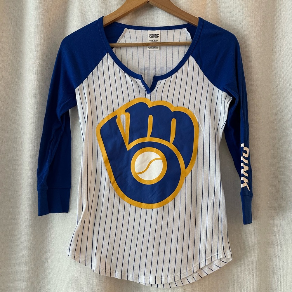 VS PINK Milwaukee Brewers 3/4 Sleeve Tee